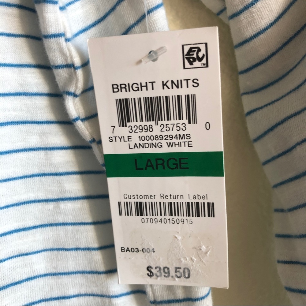 NWT Style & Co. Women’s White/Blue Striped Button Up Top (Size: L) - Picture 5 of 9